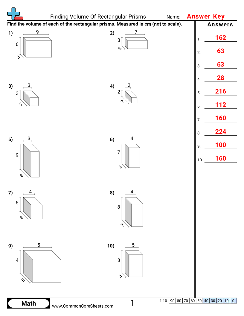 5md5b Worksheets - Finding Volume of Rectangular Prisms worksheet