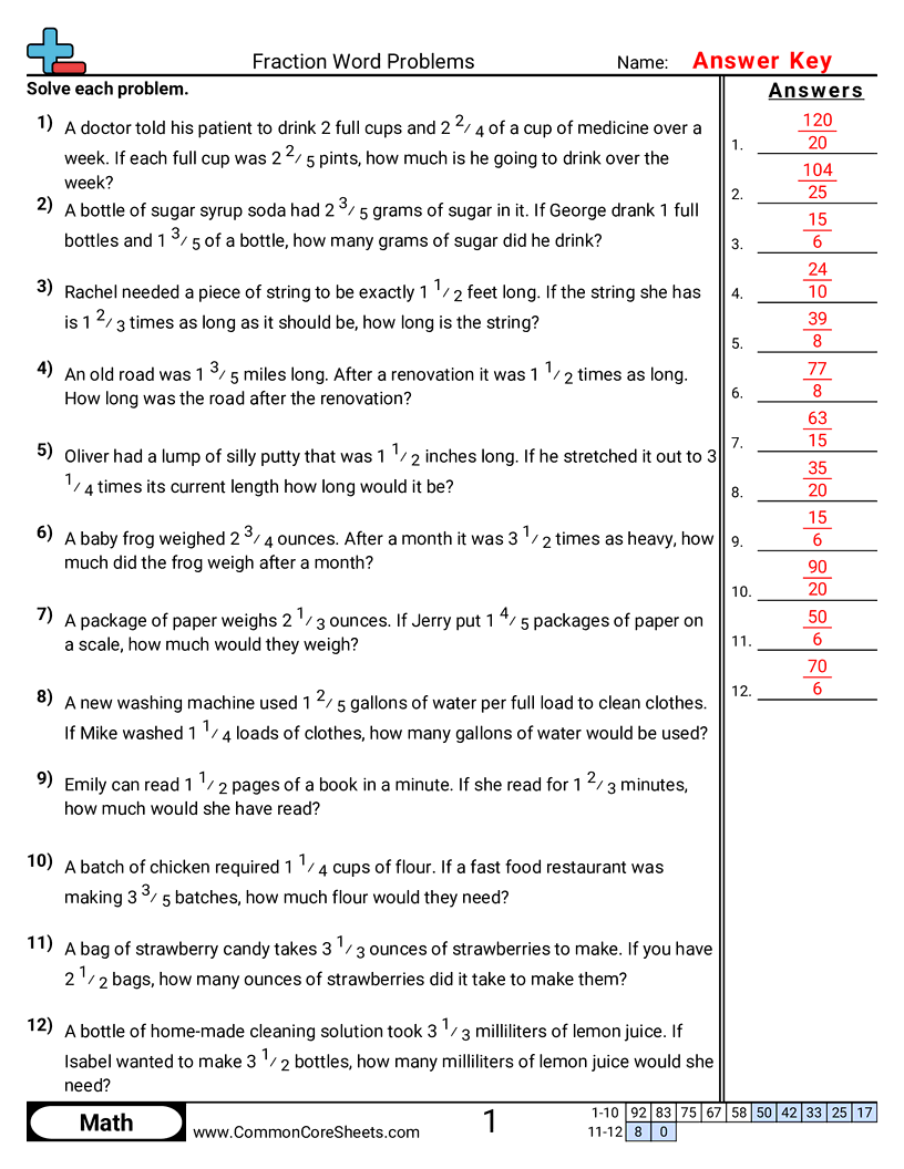 5nf6 Worksheets - Multiplying Fractions worksheet