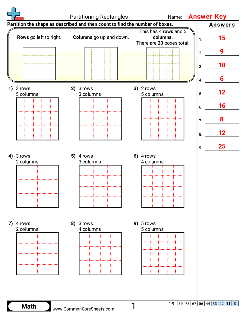 2g2 Worksheets - Partitioning Rectangles worksheet